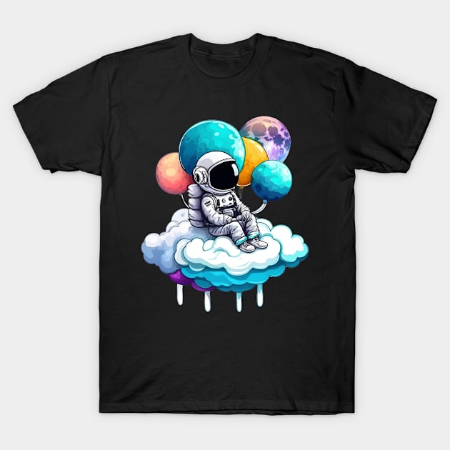 Astronaut on Clouds T-Shirt by Teeium